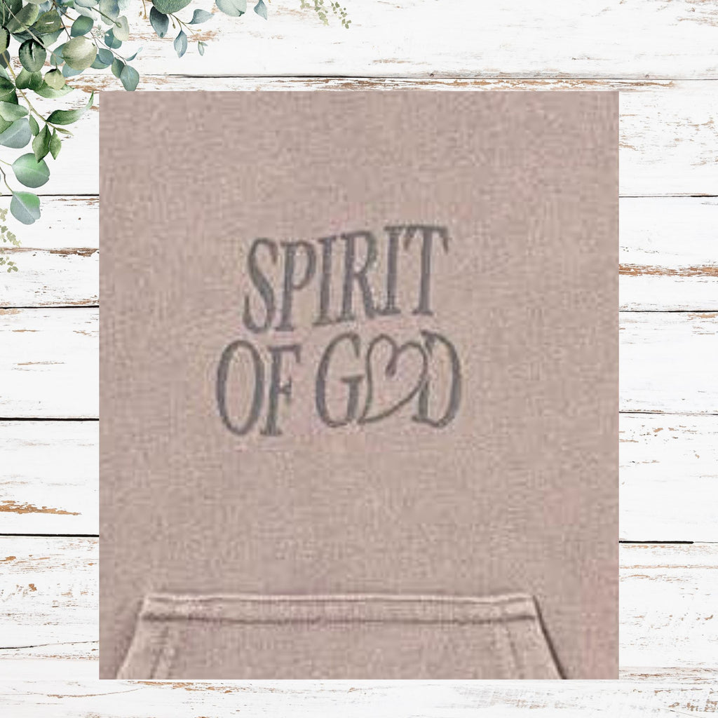 Spirit of God Children's Hoodie - front chest embossed lettering closeup