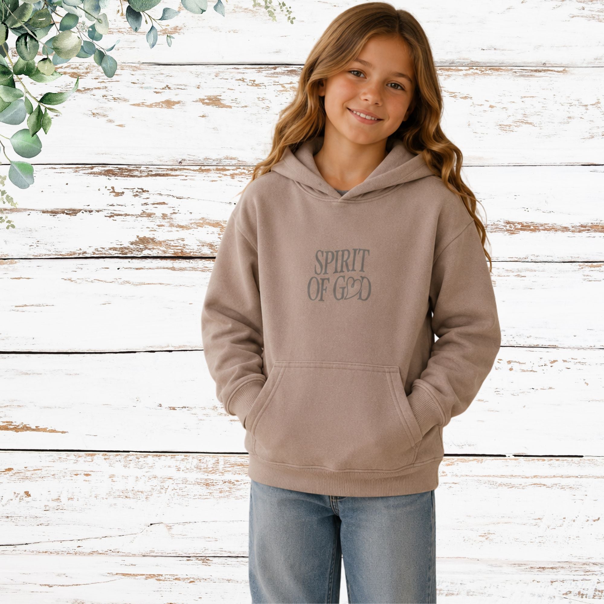 Girl wearing Spirit of God Children's Hoodie - front lifestyle photo
