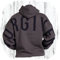 GLO Forgiven Hoodie Dark Shadow back view showing FORGIVEN lettering