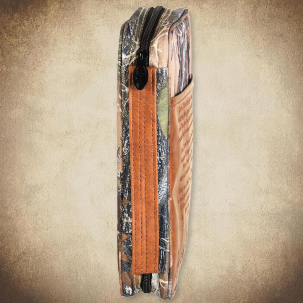 Hunters Prayer Bible Case side view showing zipper and handle