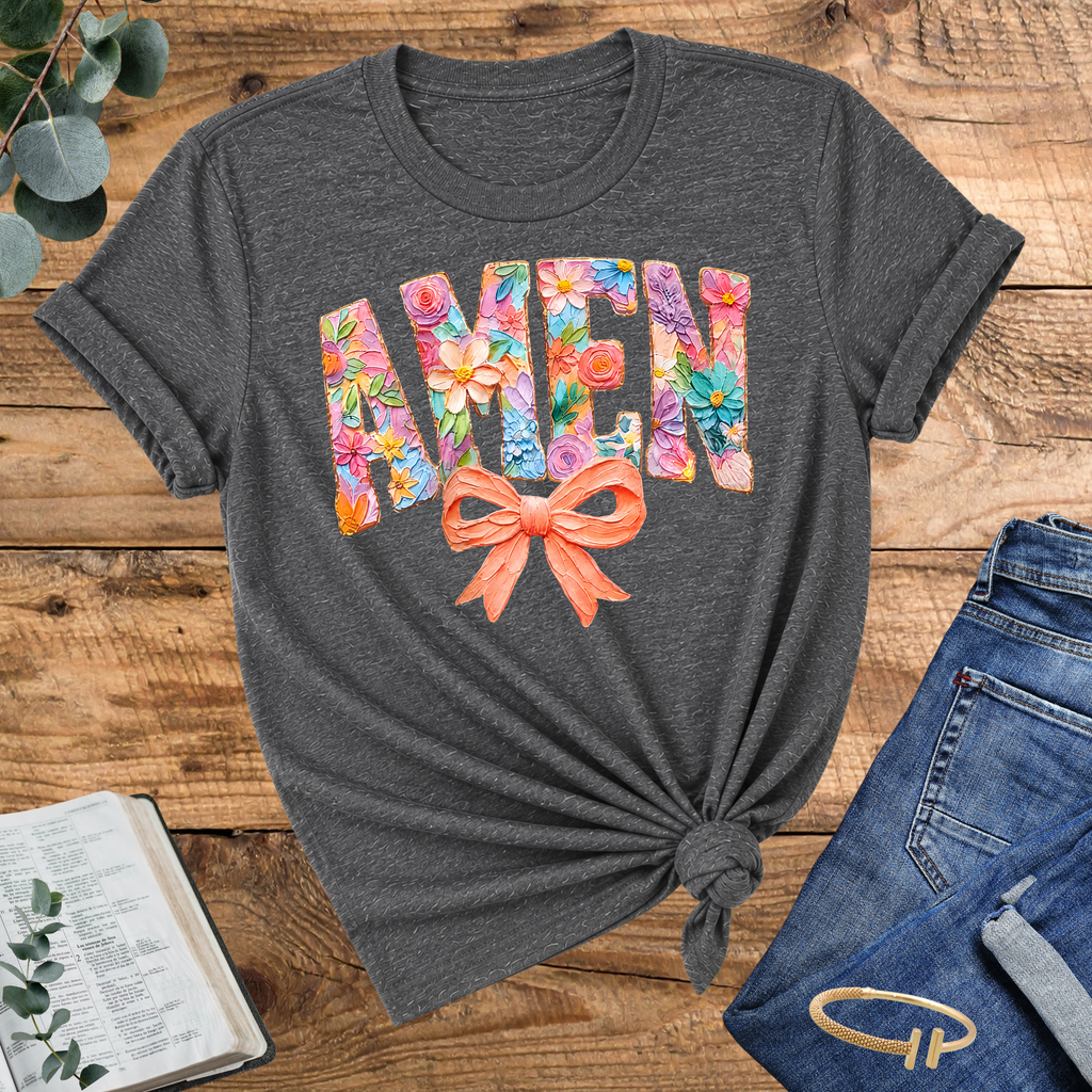 AMEN Floral Bow Tee