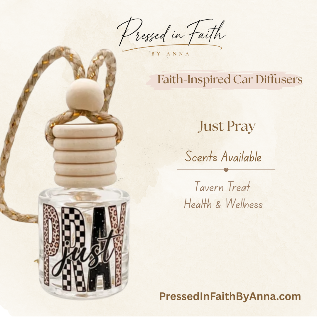Just Pray faith-inspired car diffuser by Pressed in Faith by Anna