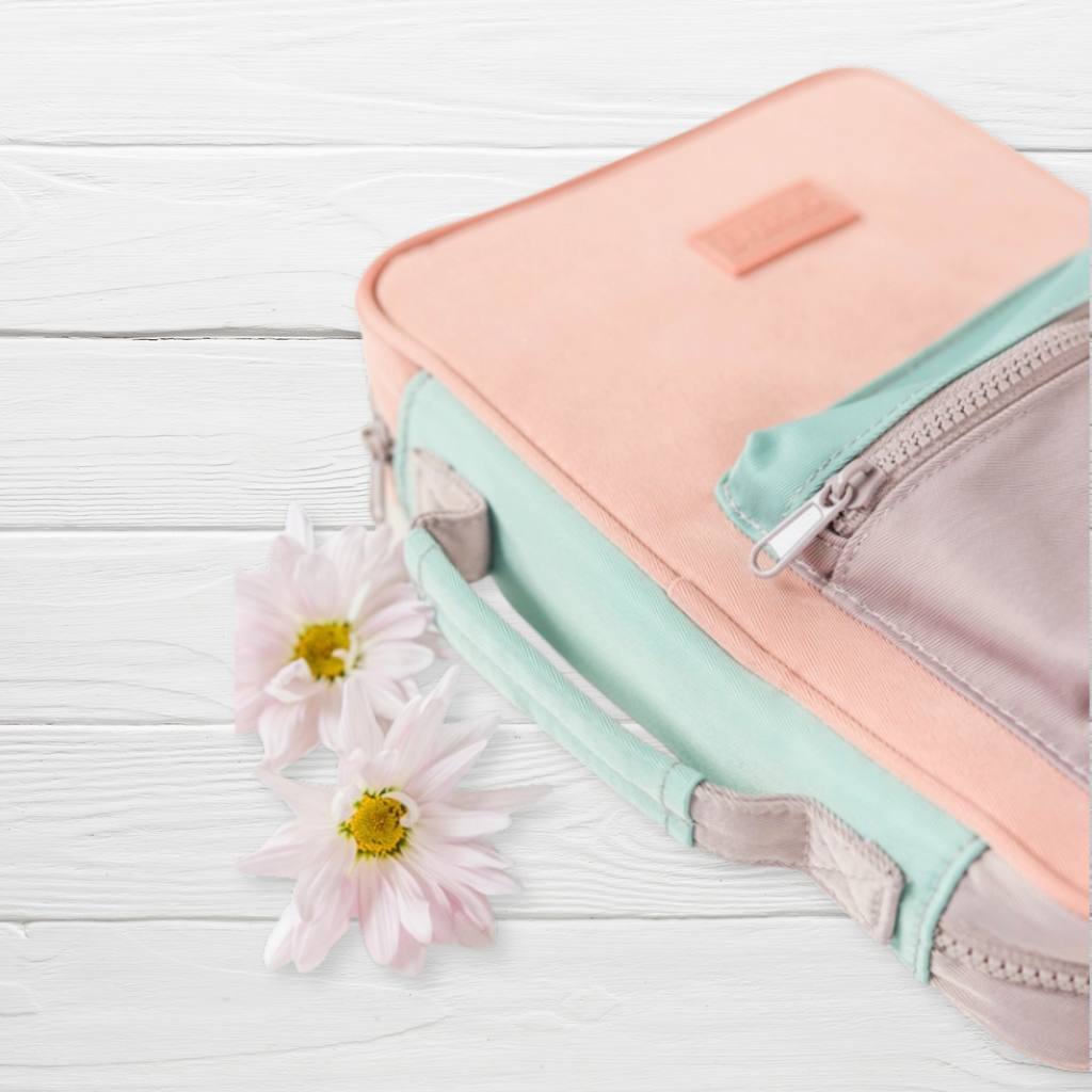 Butterfly Garden Bible Bag side view with daisy flowers
