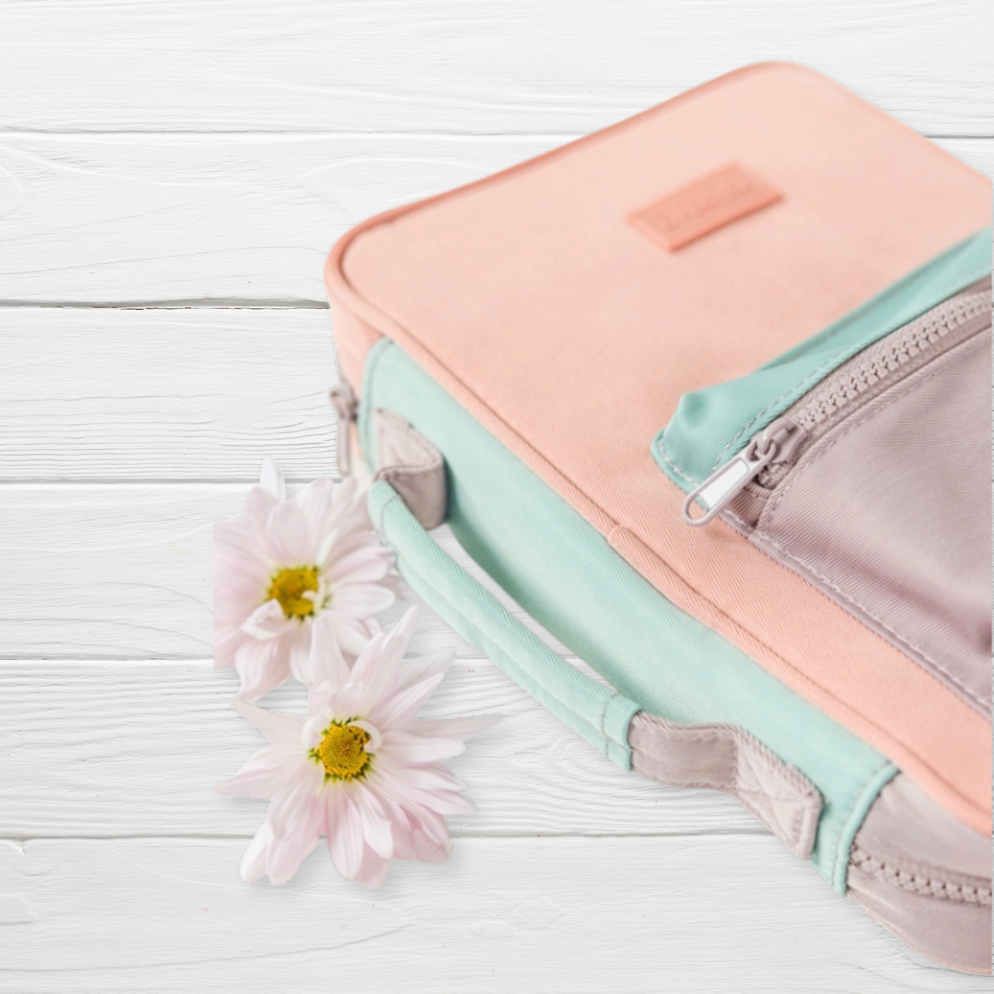Butterfly Garden Bible Bag side view with daisy flowers