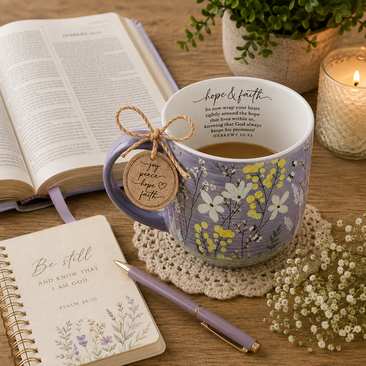 Hope & Faith Floral Mug