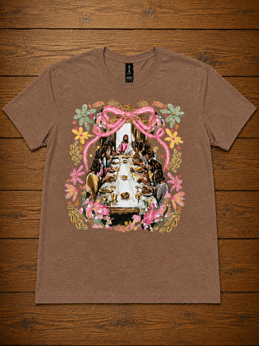 The Last Supper Floral Pink Bow T-Shirt