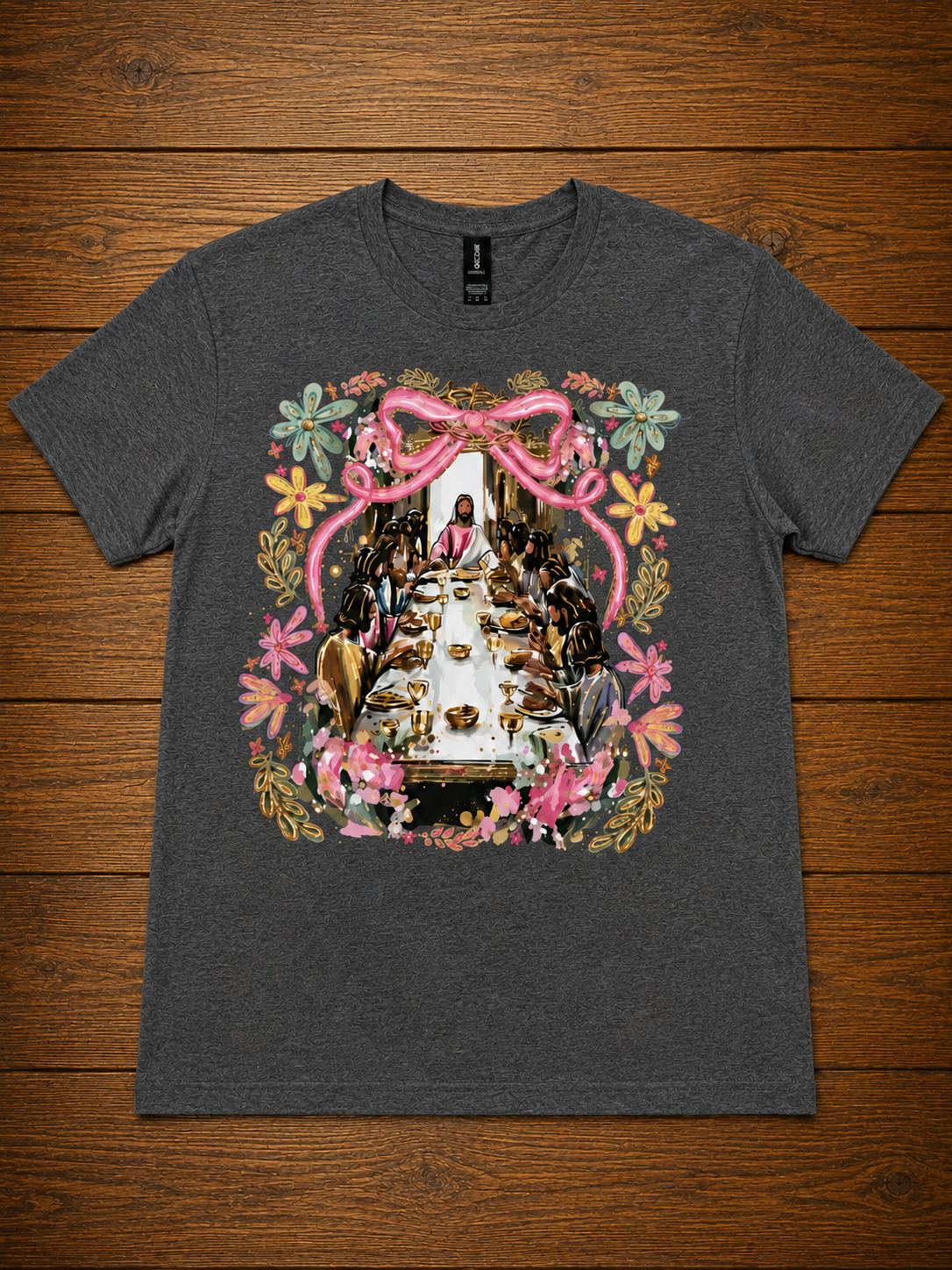 The Last Supper Floral Pink Bow T-Shirt
