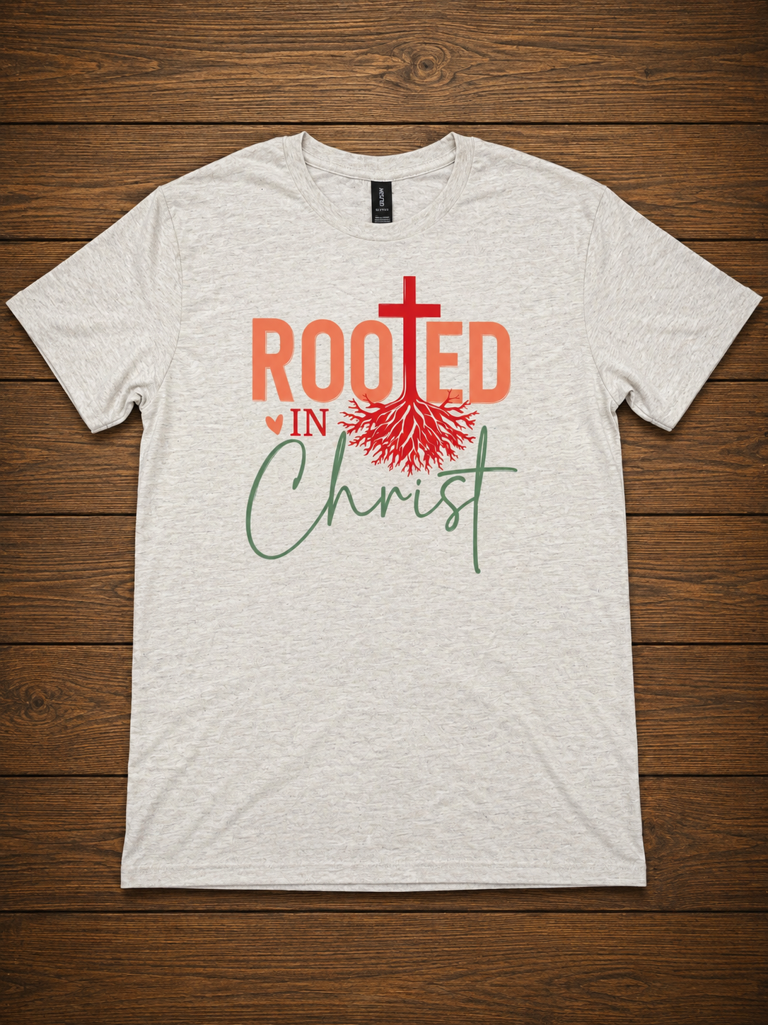 Rooted in Christ T-Shirt – Christian Faith Cross Tee
