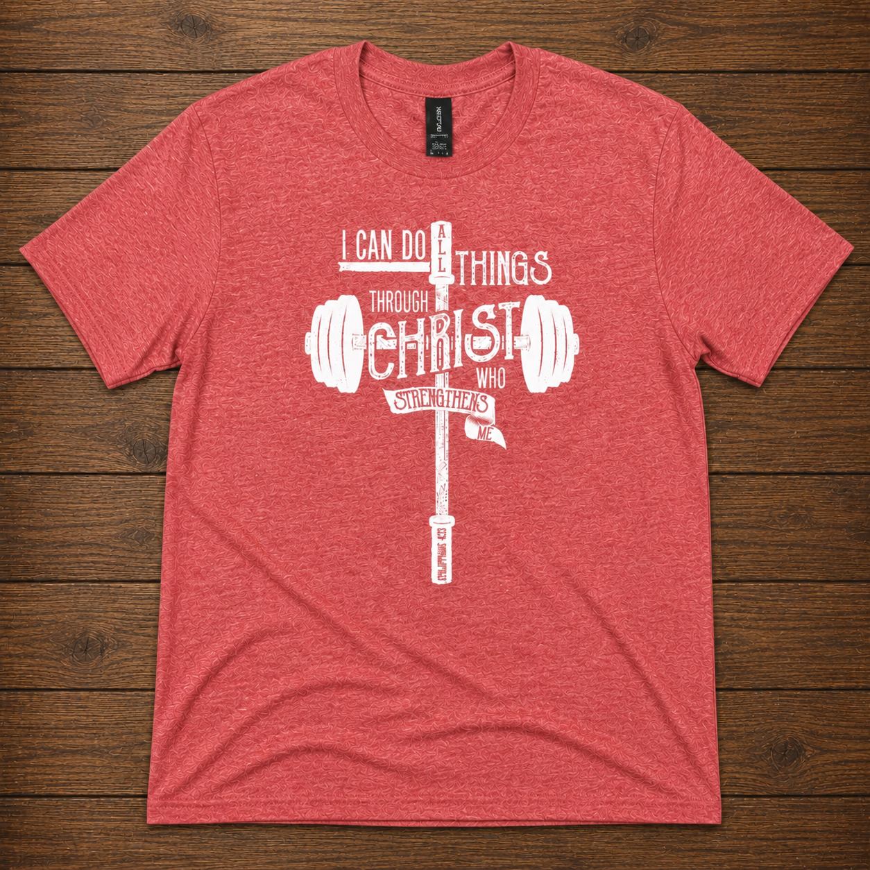 Barbell Cross I Can Do All Things Through Christ T-Shirt – Philippians 4:13