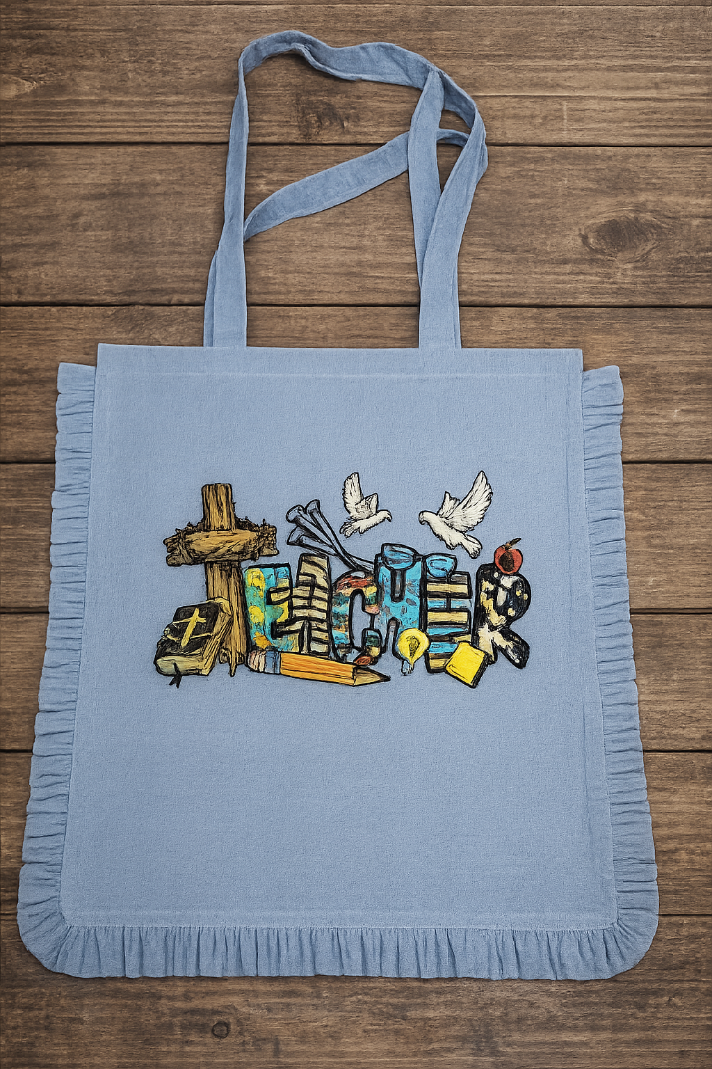 Christian Teacher Ruffle Tote Bag