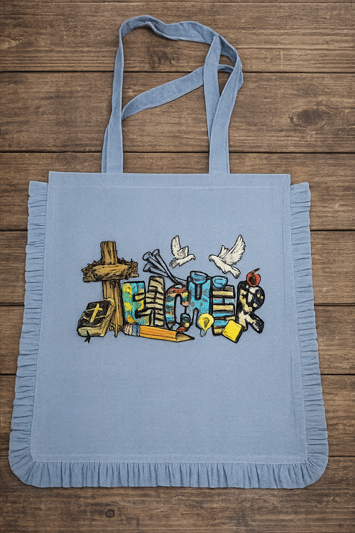 Christian Teacher Ruffle Tote Bag