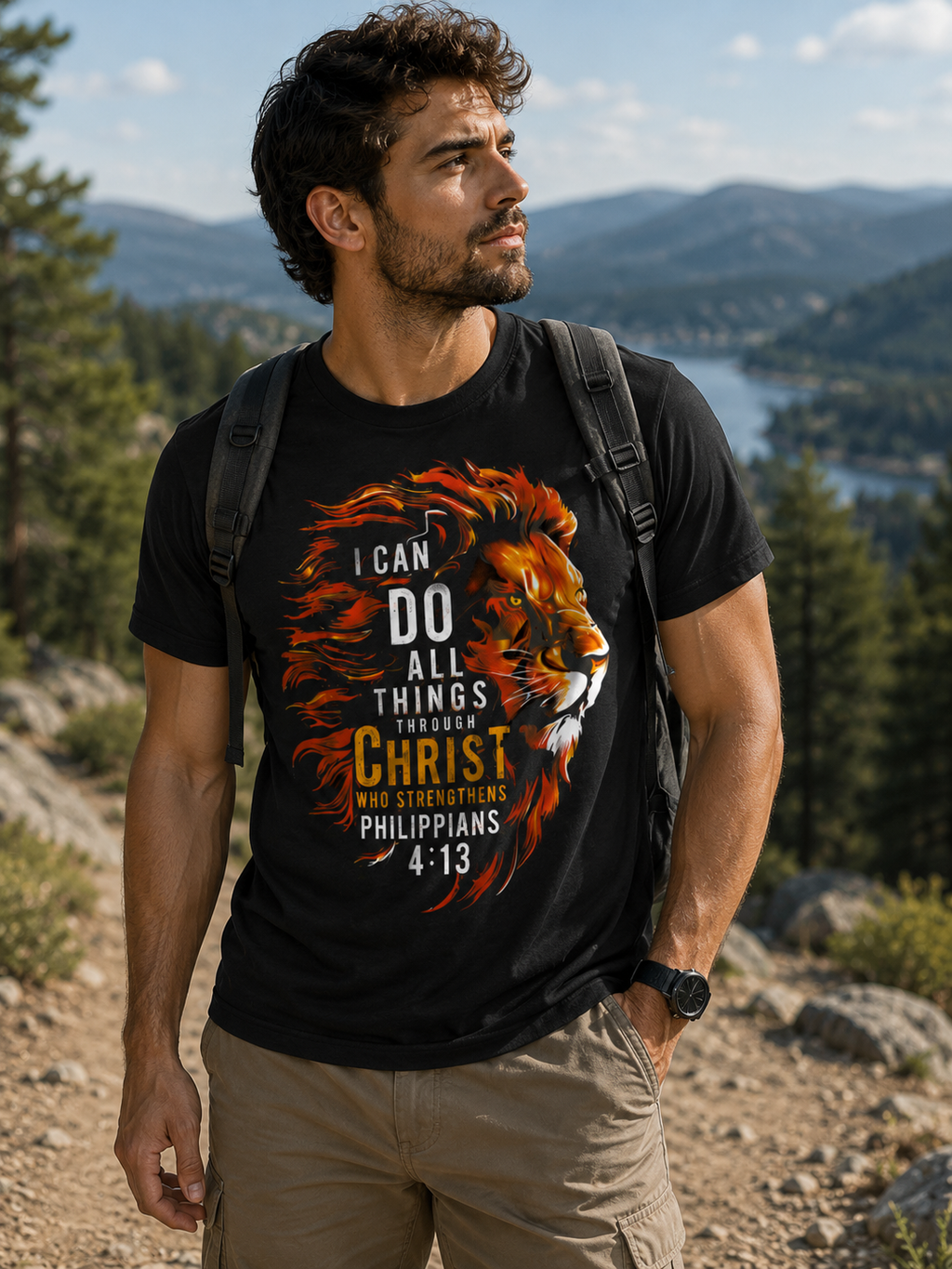 Fiery Lion of Judah I Can Do All Things Through Christ T-Shirt – Philippians 4:13