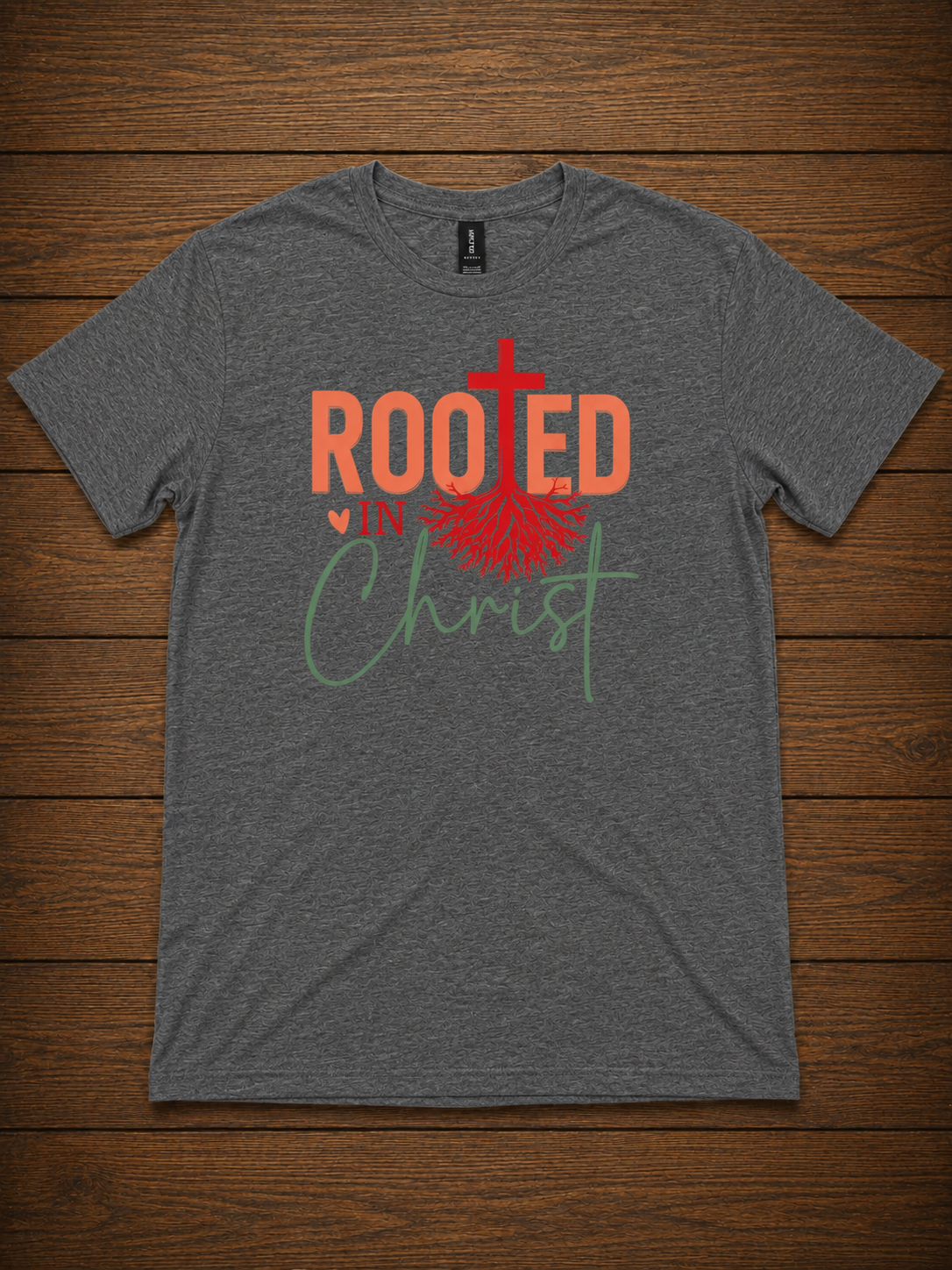 Rooted in Christ T-Shirt – Christian Faith Cross Tee