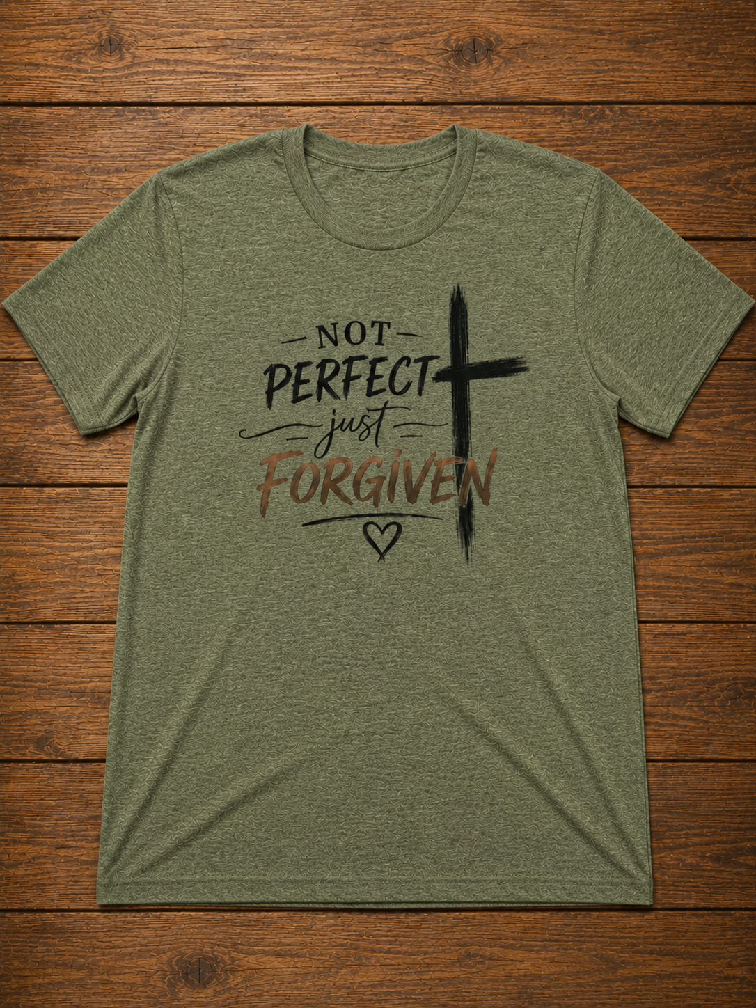Not Perfect Just Forgiven T-Shirt – Christian Faith Cross Tee