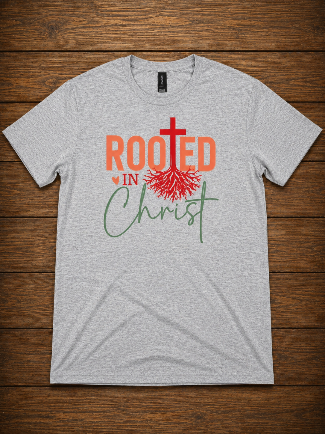 Rooted in Christ T-Shirt – Christian Faith Cross Tee