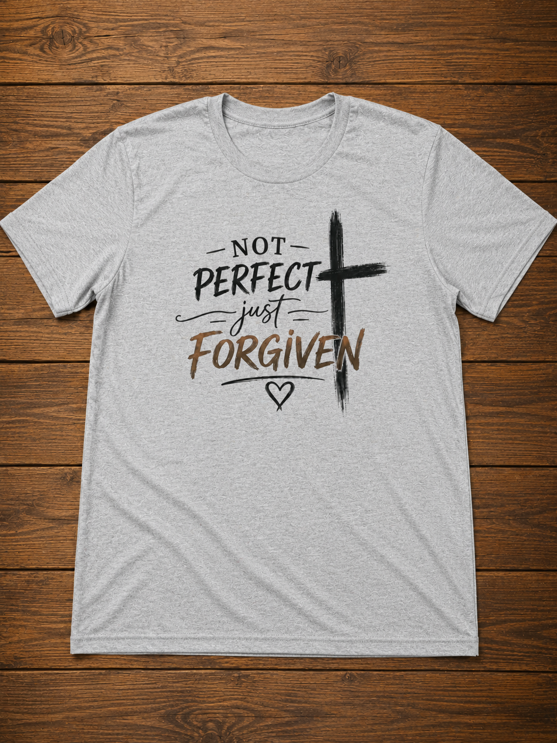 Not Perfect Just Forgiven T-Shirt – Christian Faith Cross Tee