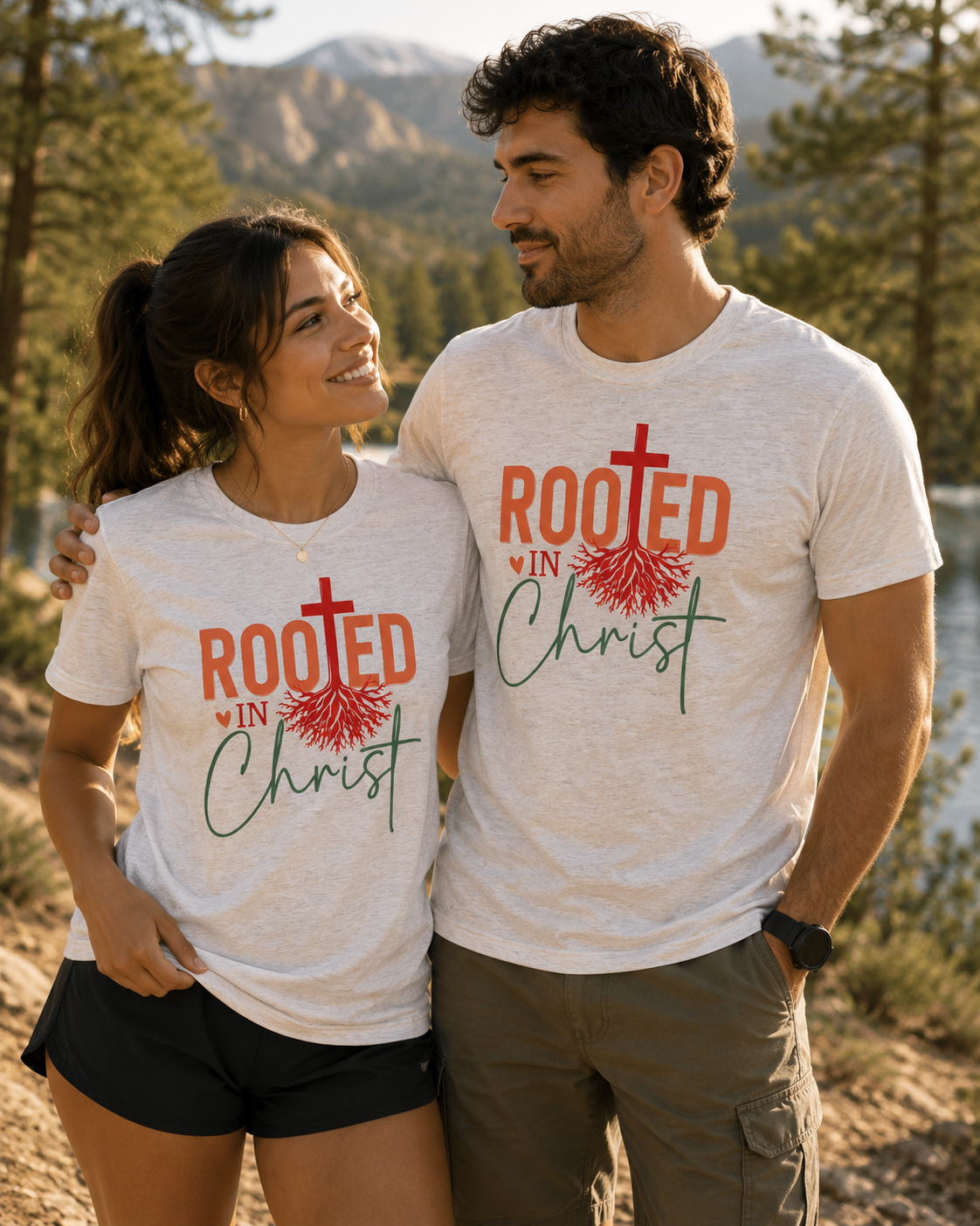 Rooted in Christ T-Shirt – Christian Faith Cross Tee