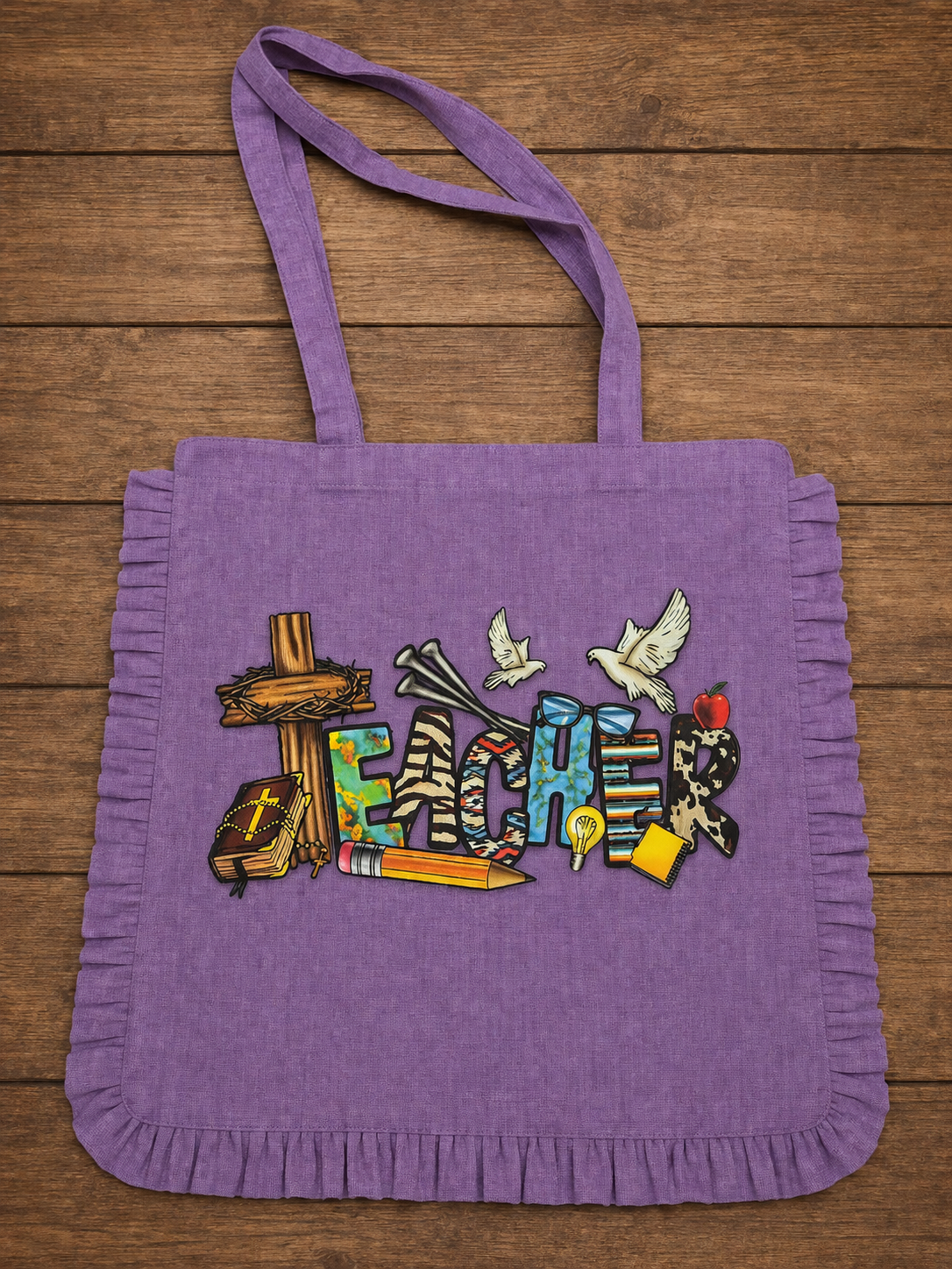 Christian Teacher Ruffle Tote Bag