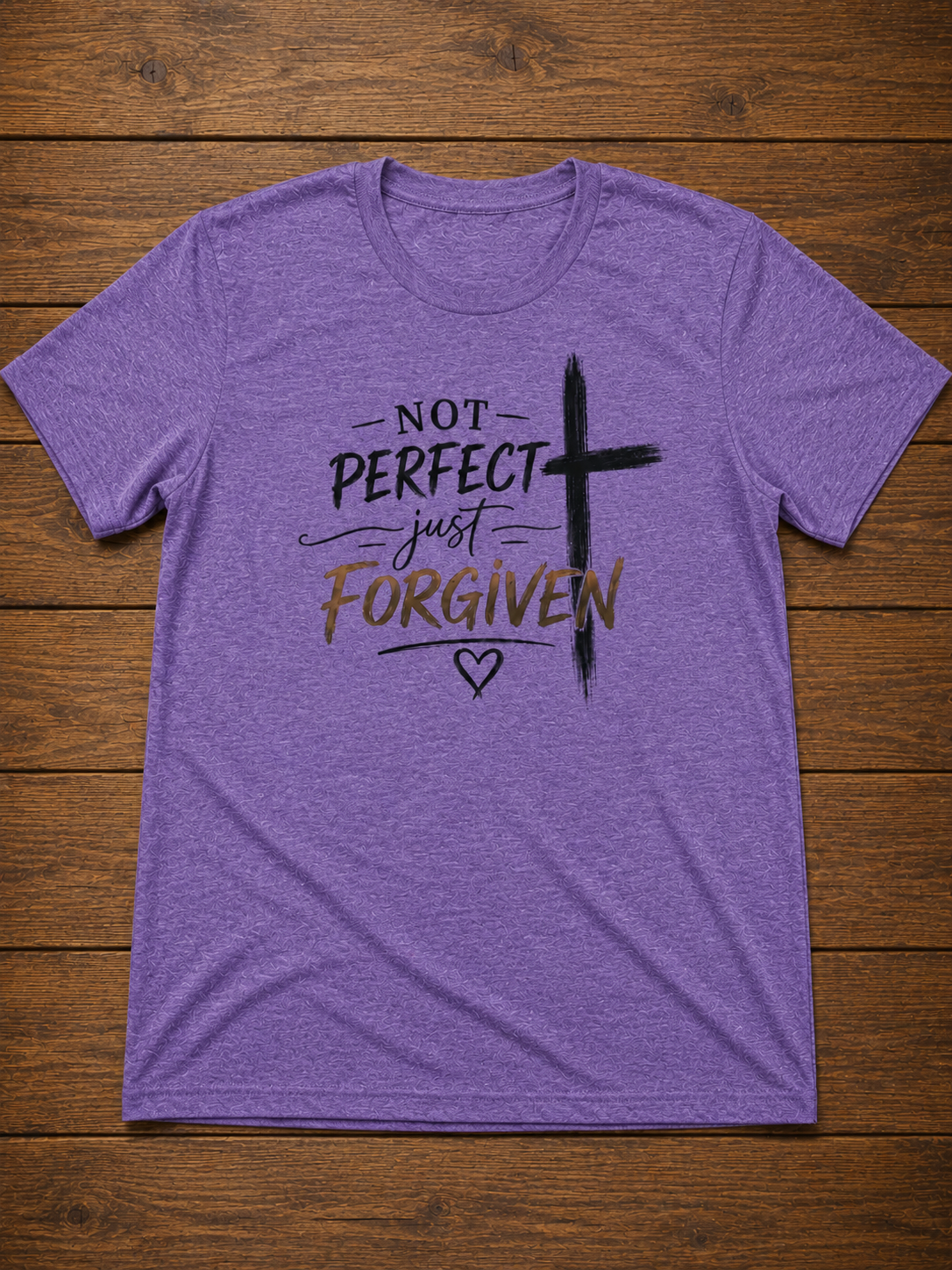 Not Perfect Just Forgiven T-Shirt – Christian Faith Cross Tee