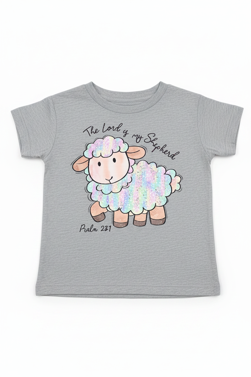 "The Lord Is My Shepherd kids Christian t-shirt in Sport Grey — colorfullamb Psalm 23:1 by Pressed in Faith by Anna"